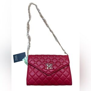 NWT Badgley Mischka Red and Gold Crossbody Bag with Quilted Design